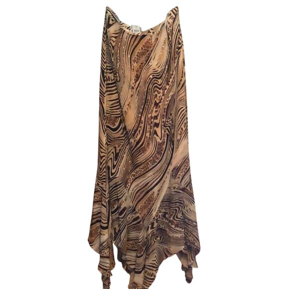 Cache Silk Tiger Animal Metallic Embellished Hankey Hem Lined Skirt New $188 NWT - Picture 3 of 5